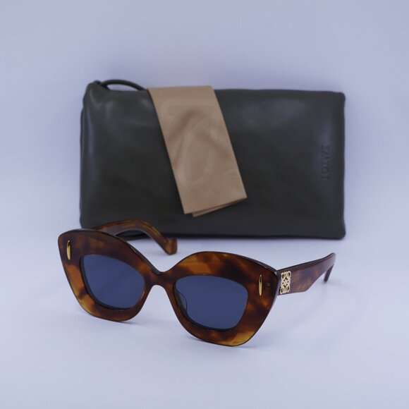 Loewe LW40127I 53V Sunglasses Blonde Havana Cat Eye Frame, Blue Lenses - Picture 11 of 11